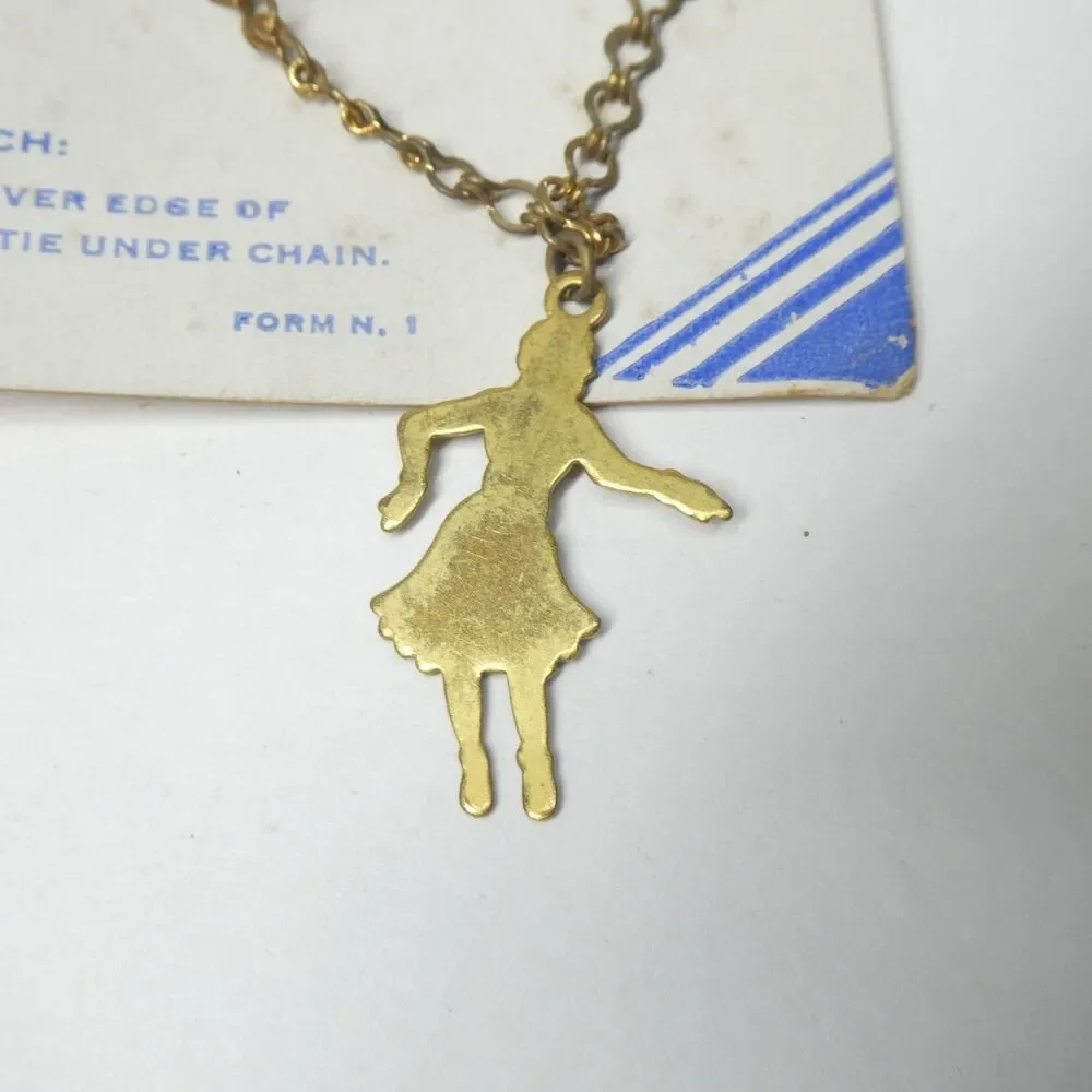 Vintage Tie Chain w/ Dancing Girl Charm Goldtone Vintage Made in USA MCM